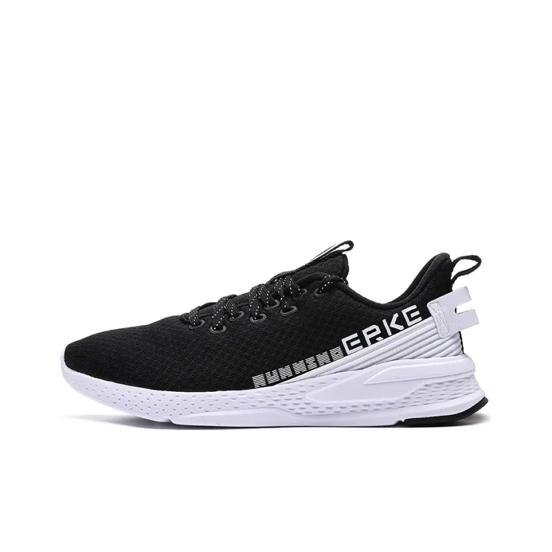 Erke Breathable Low Top Running Shoes Men's Black White-0