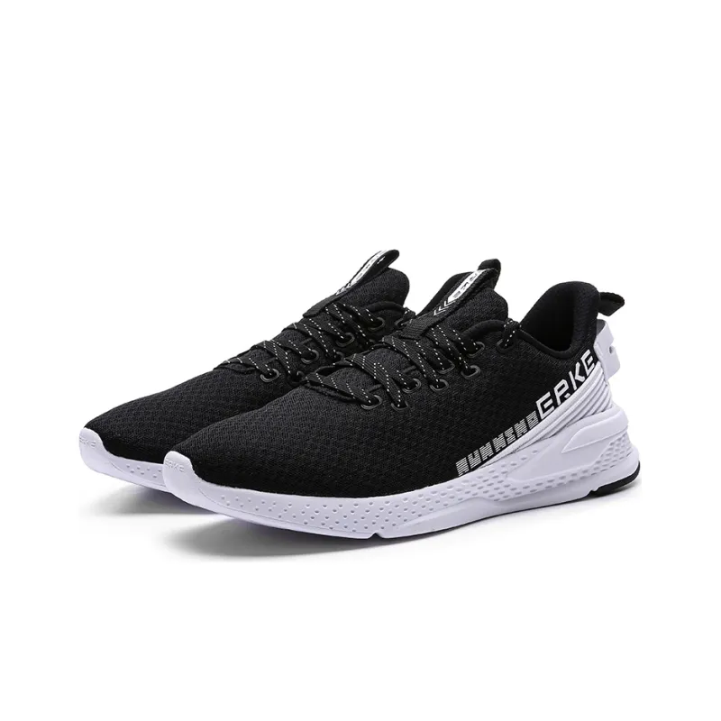 Erke Breathable Low Top Running Shoes Men's Black White-2