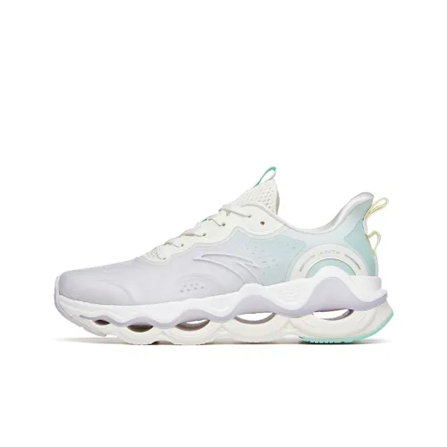 Anta Cushioning Anti Slip Wear Resistant Breathability Low Top Running Shoes Women's Purple Green