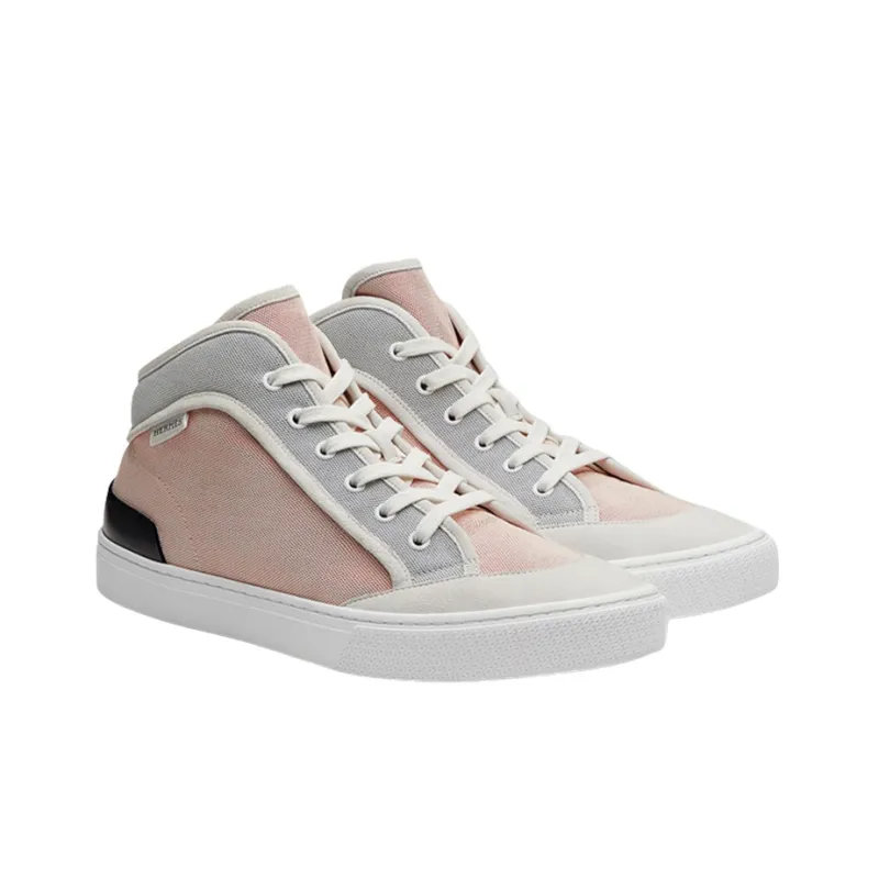 HERMES Mid Top Stylish Skateboarding Shoes Men's Gray Pink-2