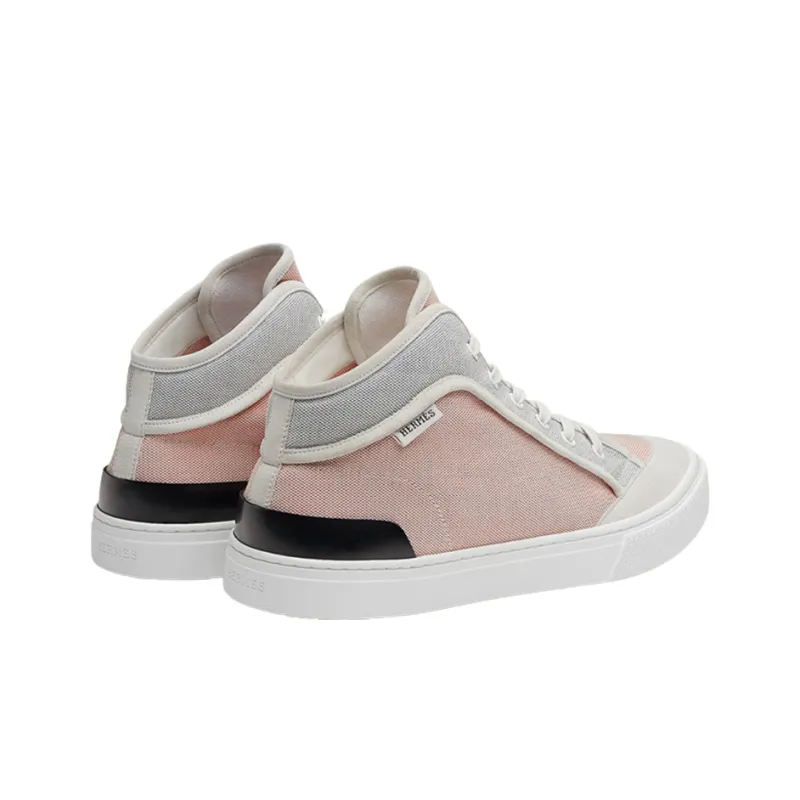 HERMES Mid Top Stylish Skateboarding Shoes Men's Gray Pink-3