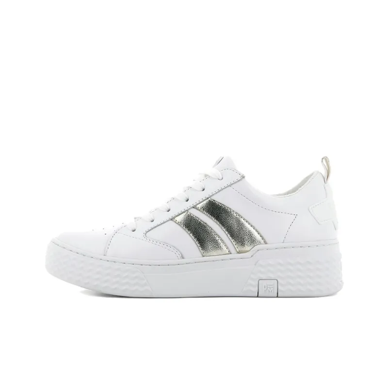 Palladium Skateboard Shoes Women's Low-Top White/Gold-0