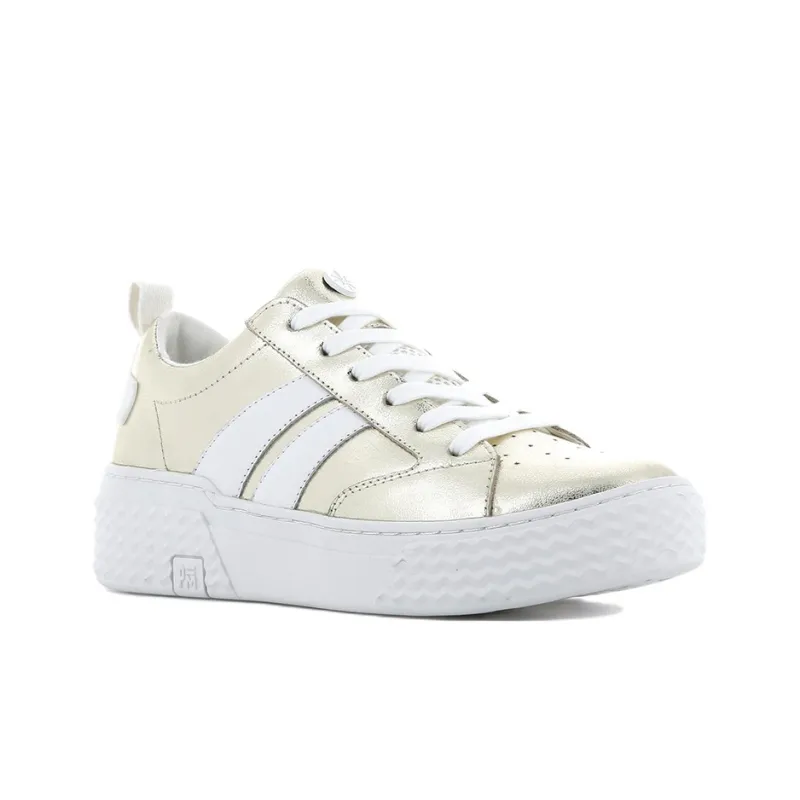 Palladium Skateboard Shoes Women's Low-Top Gold/White-2