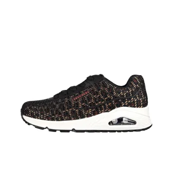 Skechers Uno Series Casual Shoes Women's Low-Top Black/Leopard Print