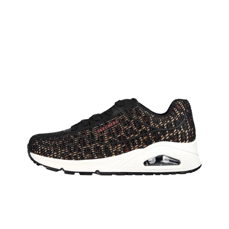 Skechers Uno Series Casual Shoes Women's Low-Top Black/Leopard Print-0