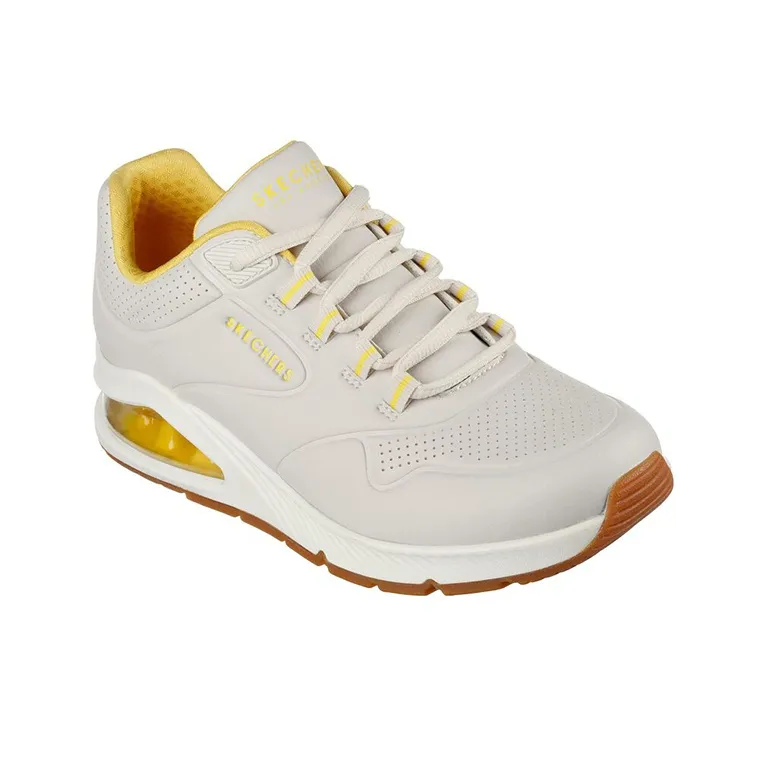 Skechers Uno 2 2nd Best Cushioned Anti Slip Wear Resistant And Water Resistant Low Top Casual Shoes Ecru-2