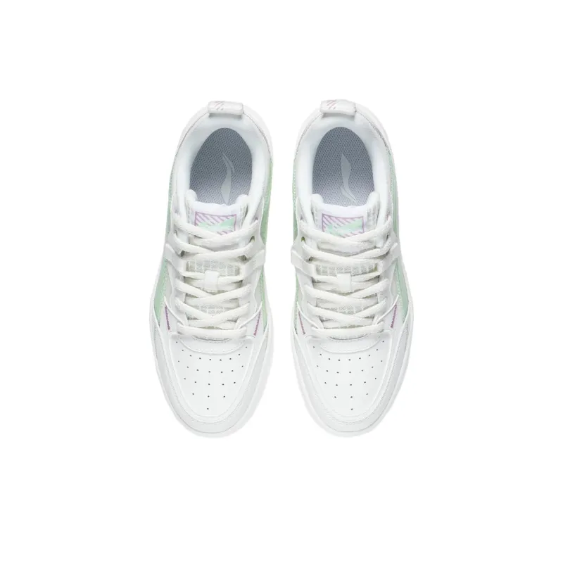 LiNing Jade Star Cushioning Wear Resistant Low Top Skateboard Shoes Women's White Green-3
