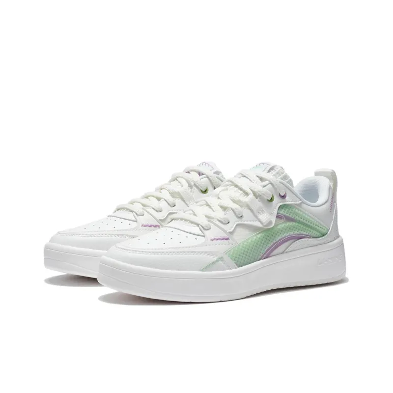 LiNing Jade Star Cushioning Wear Resistant Low Top Skateboard Shoes Women's White Green-2