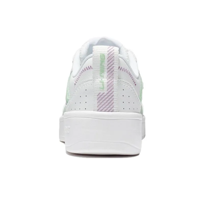 LiNing Jade Star Cushioning Wear Resistant Low Top Skateboard Shoes Women's White Green-5