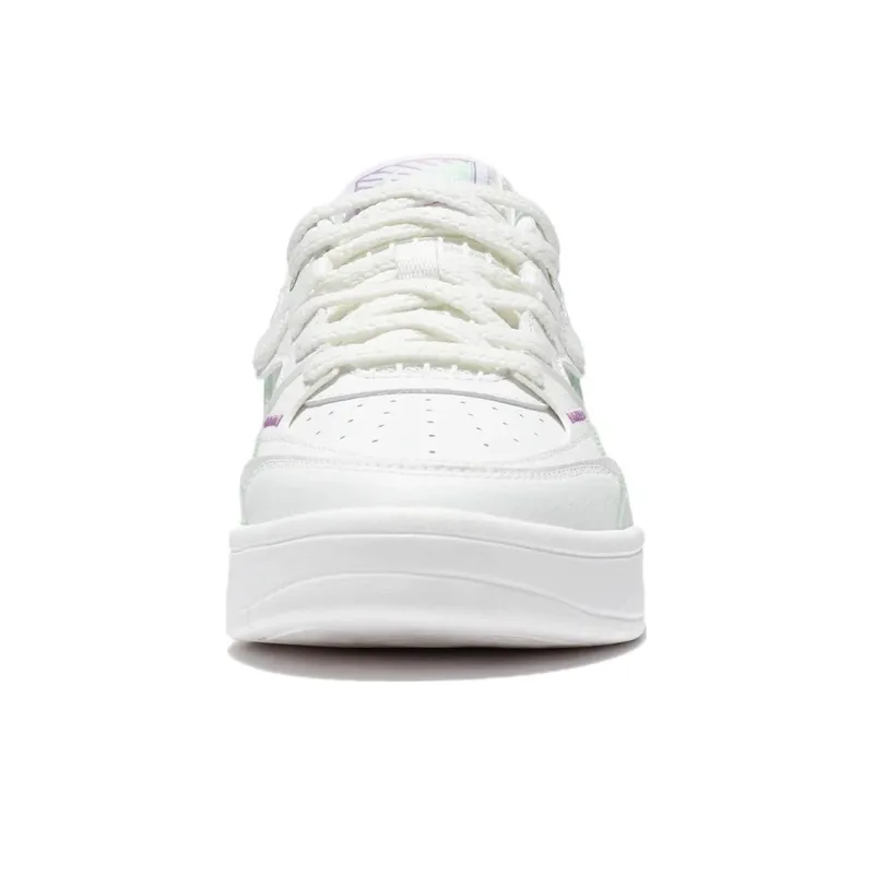 LiNing Jade Star Cushioning Wear Resistant Low Top Skateboard Shoes Women's White Green-4