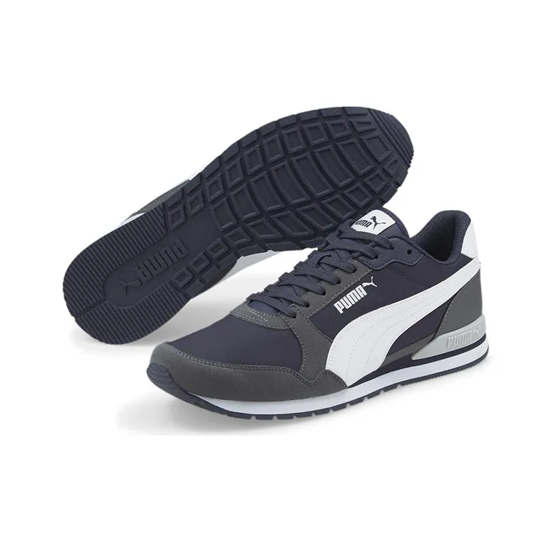 PUMA St Runner V3 Cushioning Anti-Slip And Wear-Resistant Low-Top Running Shoes Men's Black White-4
