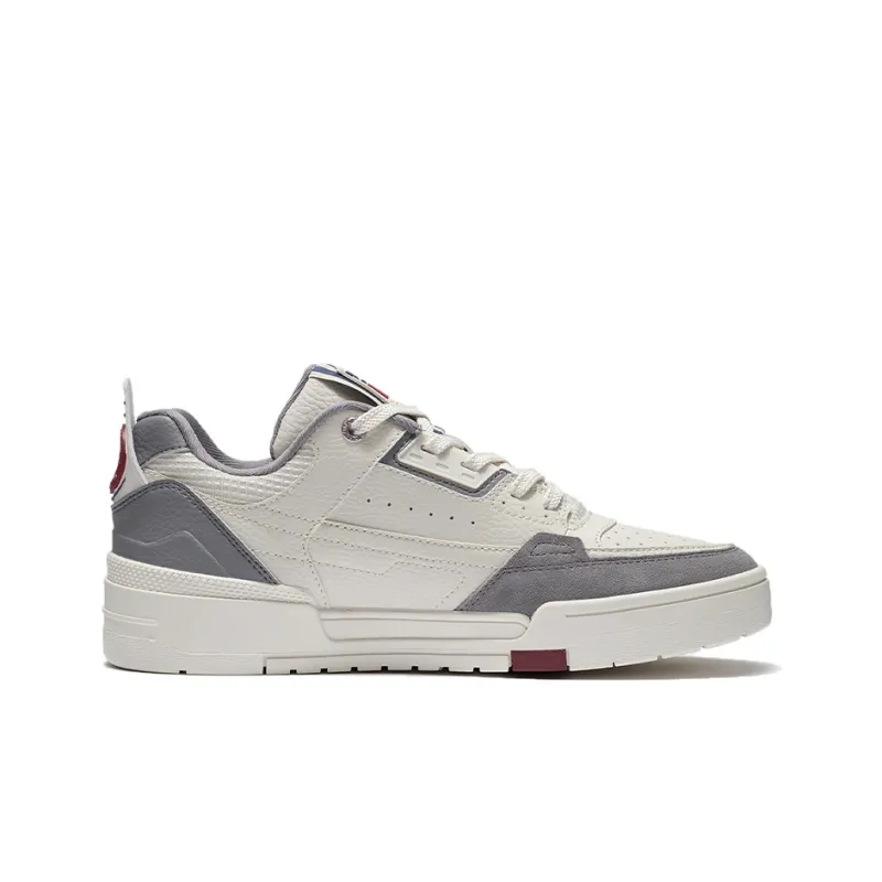 LiNing Qi Tian Abrasion Resistant, Lightweight, And Breathable Low Top Skateboard Shoes Men's White Gray-1