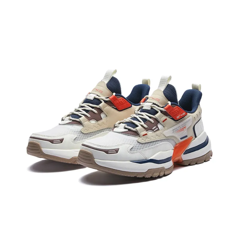 Erke Skywolf KK Cushioned Wear-Resistant Coverage Support Low-Top Running Shoes Men's White Dark Blue-2