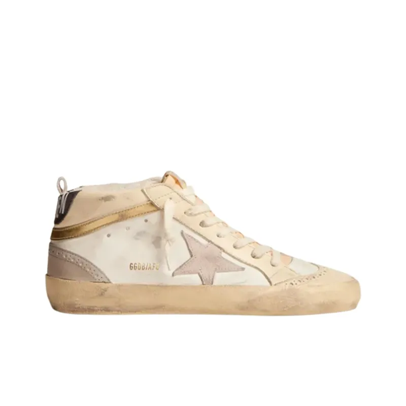 Golden Goose Mid Star Skateboard Shoes Women's Mid Top Ivory-1