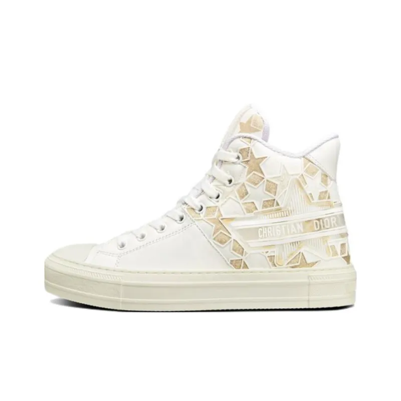 DIOR Walk'n'Dior Platform Shoes High Top Stylish Skateboarding Shoes Women's Gold-0