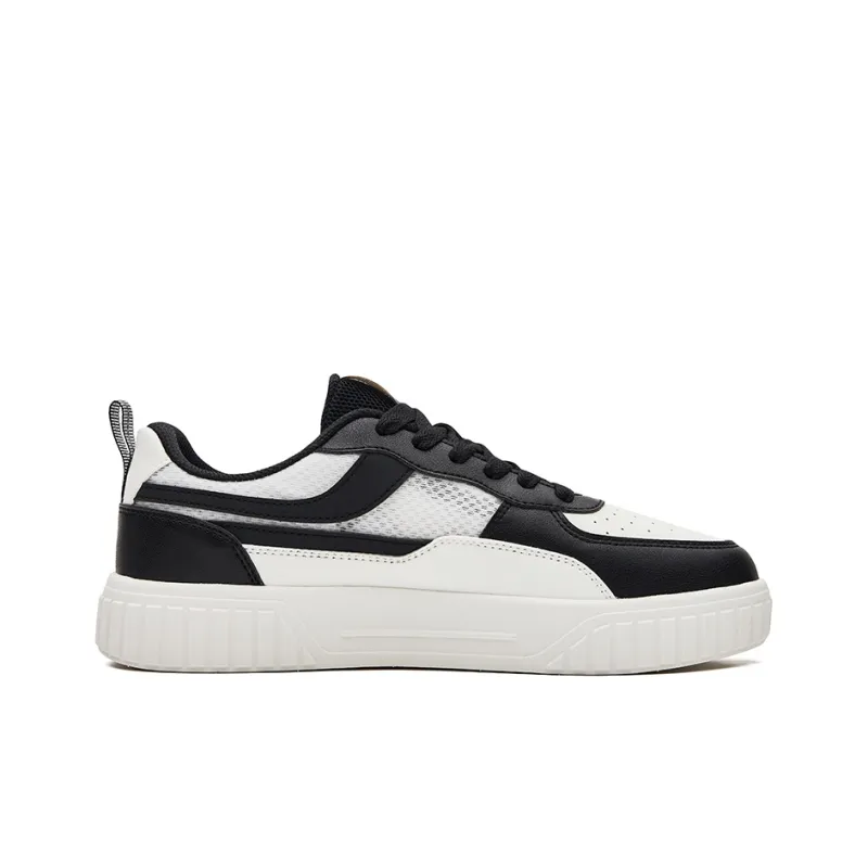 Erke Low-Top Skateboard Shoes Men's Black White-1