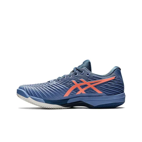 Asics Solution Speed FF 2 Clay Cushioning Support Low Top Tennis Shoes Men's Blue Pink