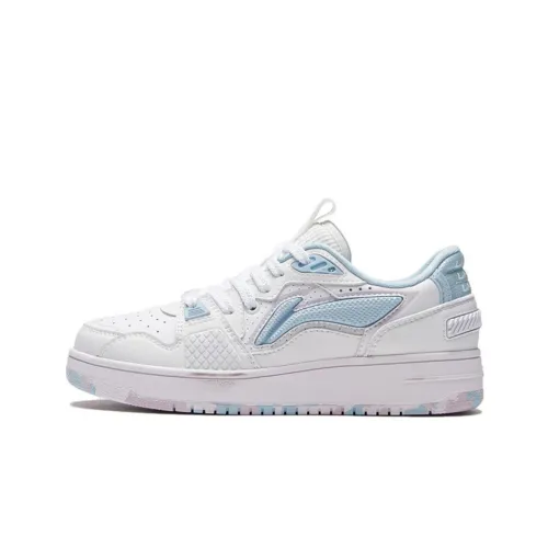 LINING Skateboard Shoes Women's Low-Top Standard White/Light Belly Blue