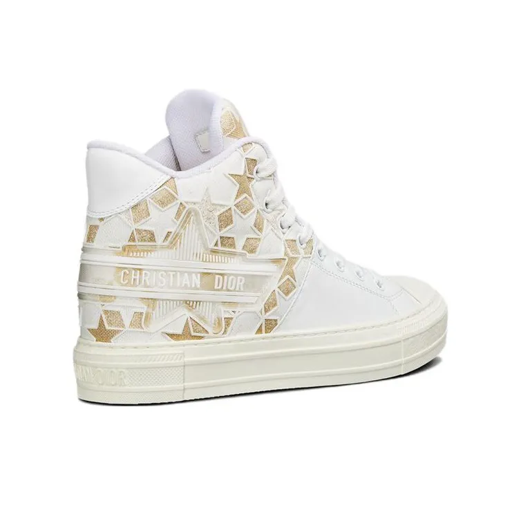 DIOR Walk'n'Dior Platform Shoes High Top Stylish Skateboarding Shoes Women's Gold-3