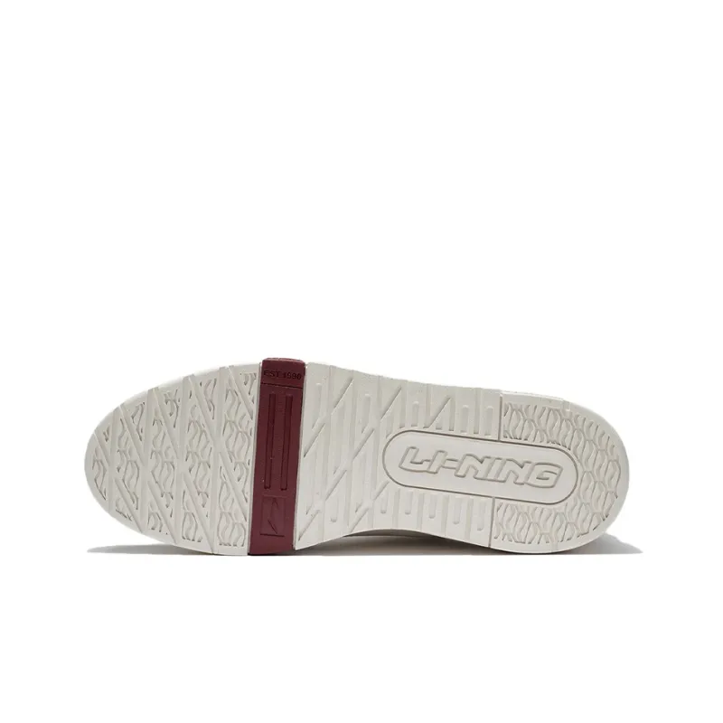 LiNing Qi Tian Abrasion Resistant, Lightweight, And Breathable Low Top Skateboard Shoes Men's White Gray-3