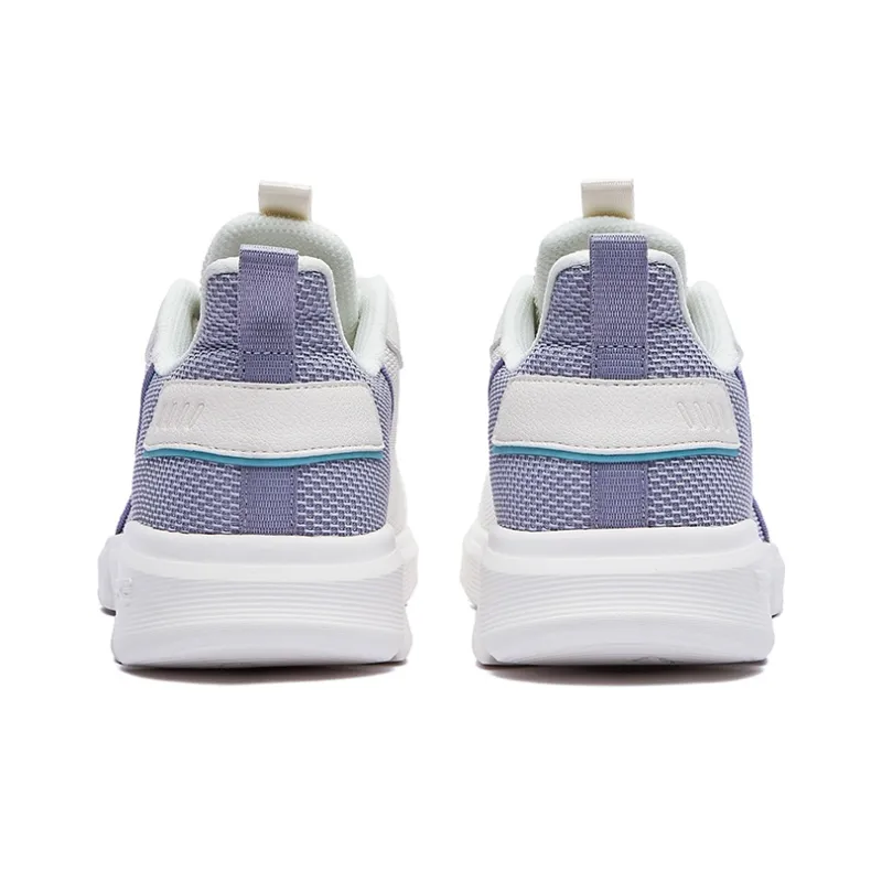 Erke Breathable Low Top Running Shoes Women's White Poplar Catkin Purple-3
