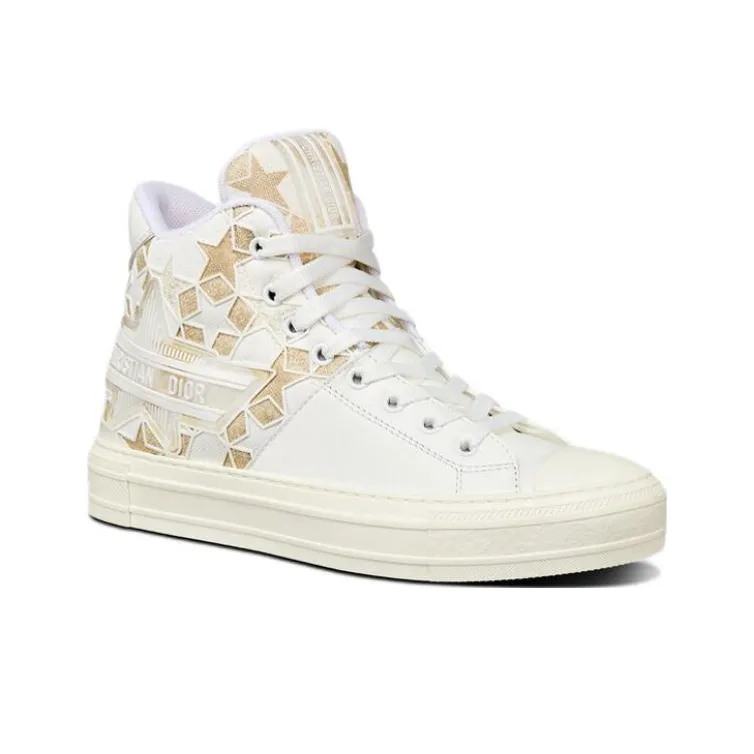 DIOR Walk'n'Dior Platform Shoes High Top Stylish Skateboarding Shoes Women's Gold-2