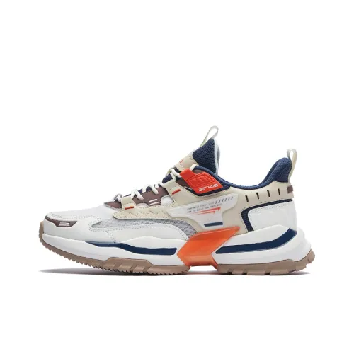 Erke Skywolf Running Shoes Men Low-Top Ivory/Navy Blue