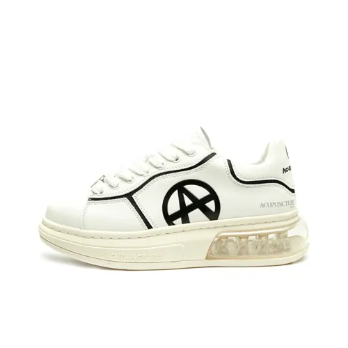 Acupuncture Casual Shoes Unisex Low-Top White With Black