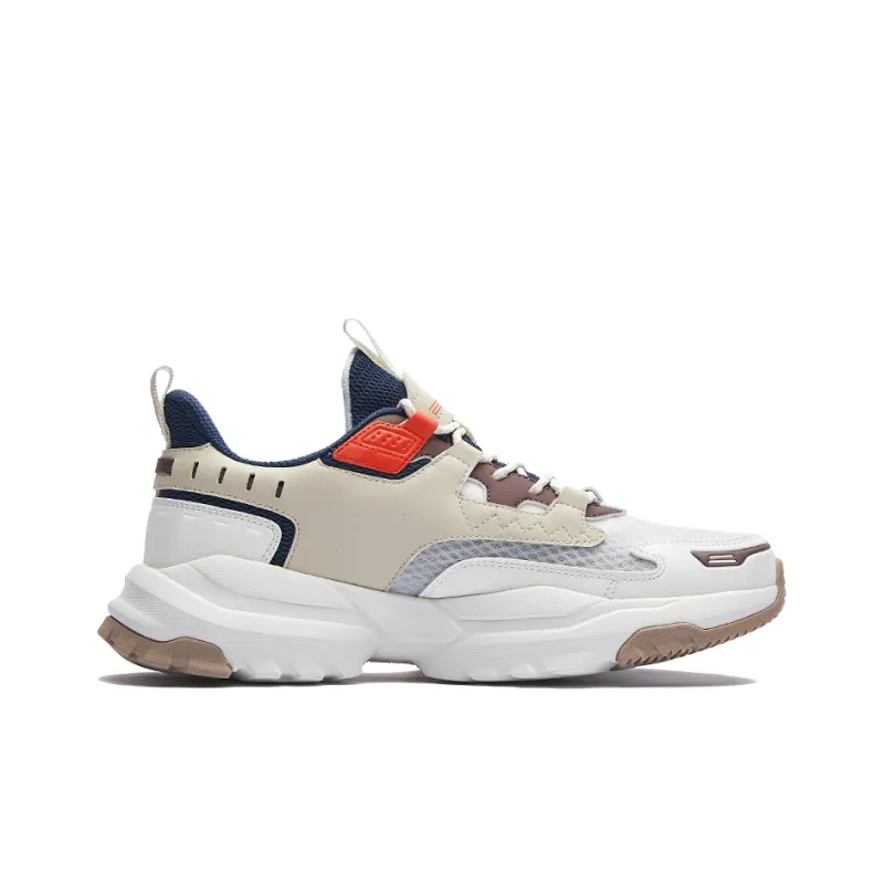 Erke Skywolf KK Cushioned Wear-Resistant Coverage Support Low-Top Running Shoes Men's White Dark Blue-1
