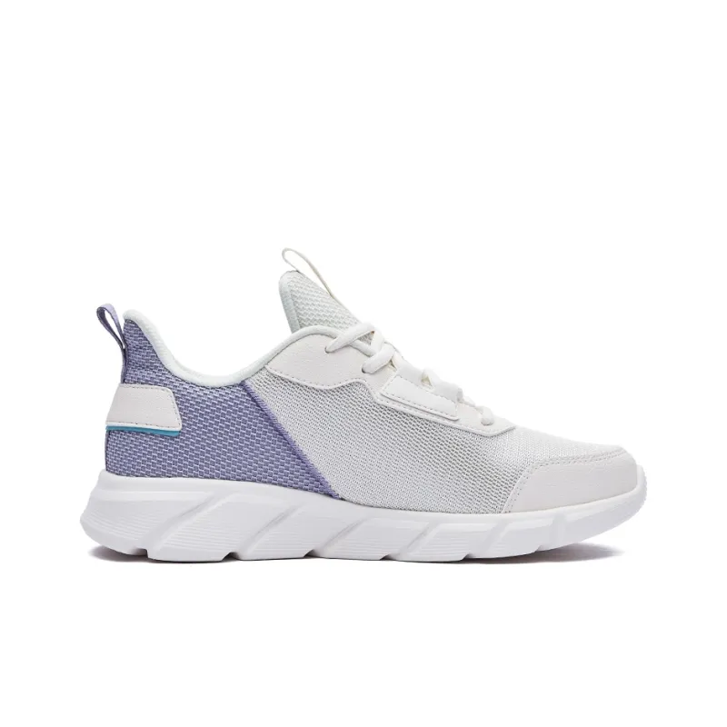 Erke Breathable Low Top Running Shoes Women's White Poplar Catkin Purple-1