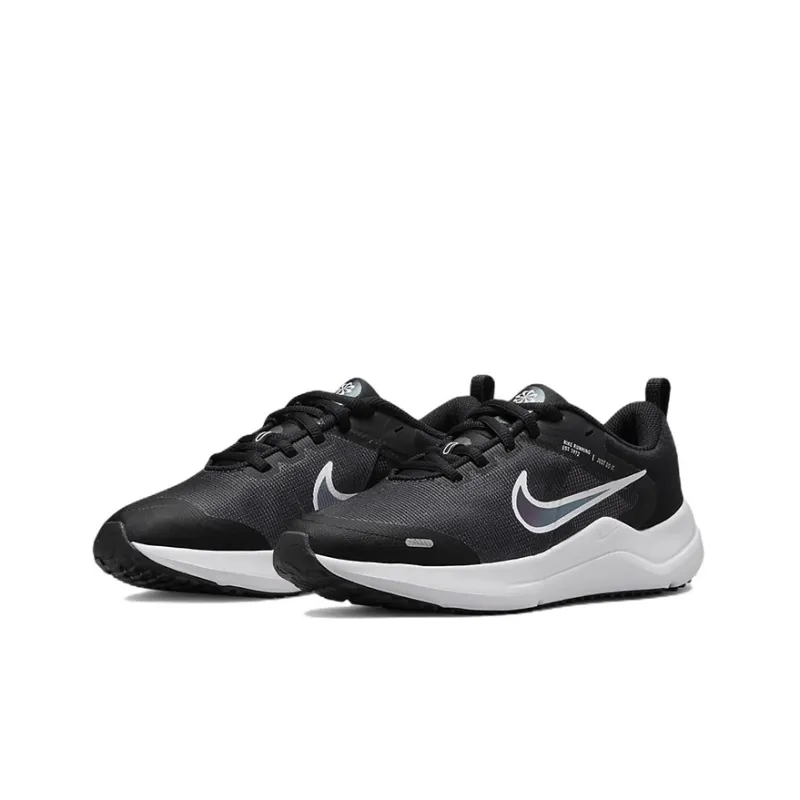 Nike Downshifter 12 Cushioned Anti-Slip Wear-Resistant Breathable Lightweight Low-Top Marathon Running Shoes GS Black-2