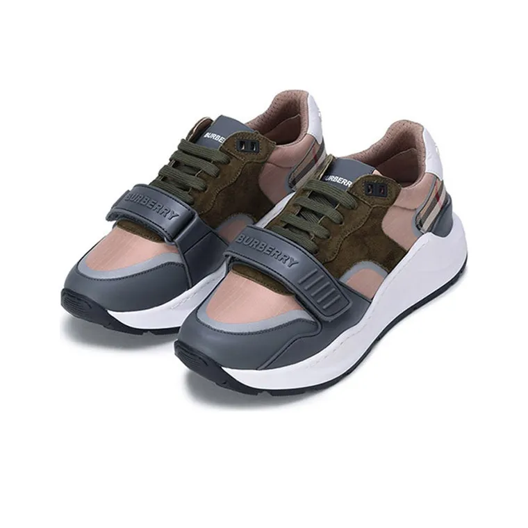 Burberry Ramsey Check & Leather Flint Grey Soft Fawn-2