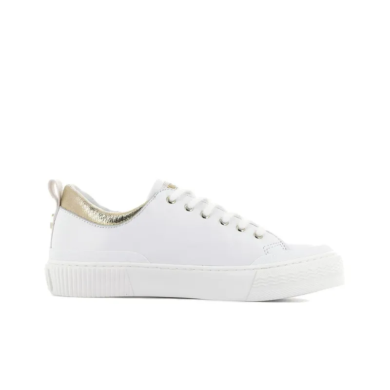 Palladium Skateboard Shoes Women's Low-Top White/Gold-1