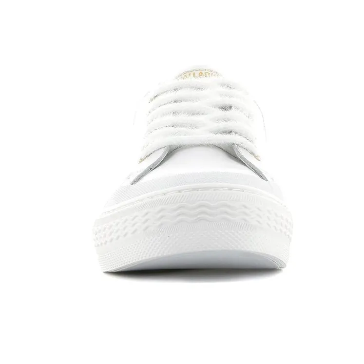 Palladium Skateboard Shoes Women's Low-Top White/Gold-3