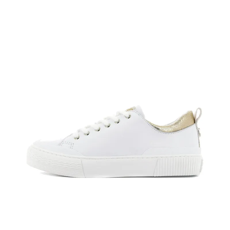 Palladium Skateboard Shoes Women's Low-Top White/Gold-0