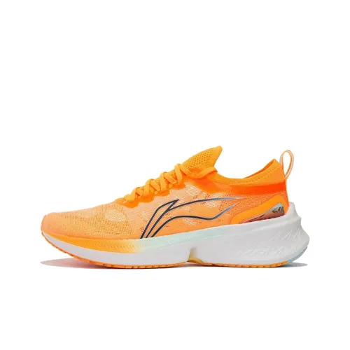 LINING Feidian Discovery Running Shoes Men Low-Top Fluorescent Sweet Orange