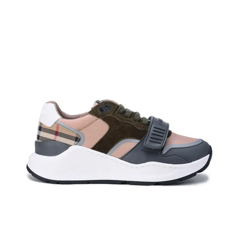 Burberry Ramsey Check & Leather Flint Grey Soft Fawn-1
