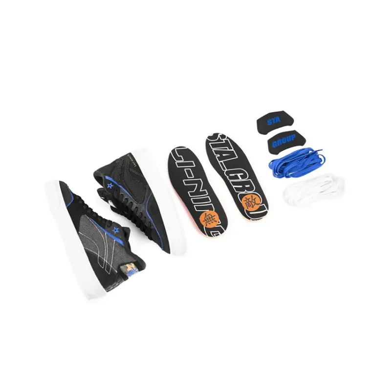 STA x LiNing Wave 180 Anti Slip And Wear Resistant Lightweight Mid Top Skateboard Shoes Men's Black Blue-5