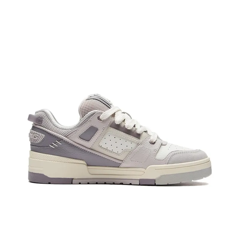 LiNing Journey Slip Resistant, Abrasion Resistant, Lightweight Low Top Skateboard Shoes Men's Ecru With Gray-1