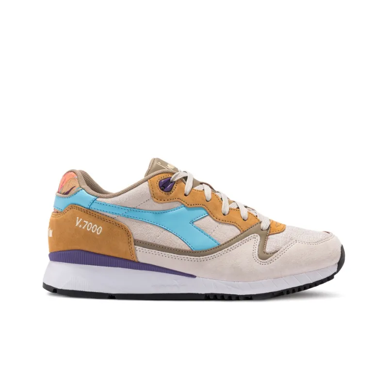 Diadora V7000 Durable Breathable Low-Top Running Shoes Unisex Light Gray Purple-1