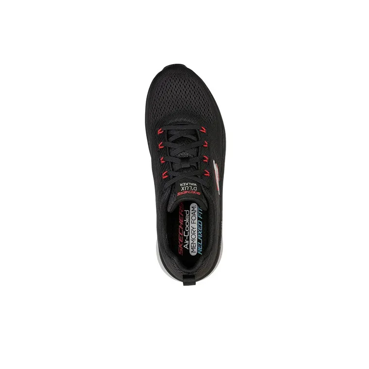 Skechers D'lux Walker Cushioned Anti Slip Wear Resistant Breathable Lightweight Low Top Casual Shoes Men's Black Red-3