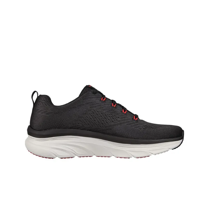 Skechers D'lux Walker Cushioned Anti Slip Wear Resistant Breathable Lightweight Low Top Casual Shoes Men's Black Red-1