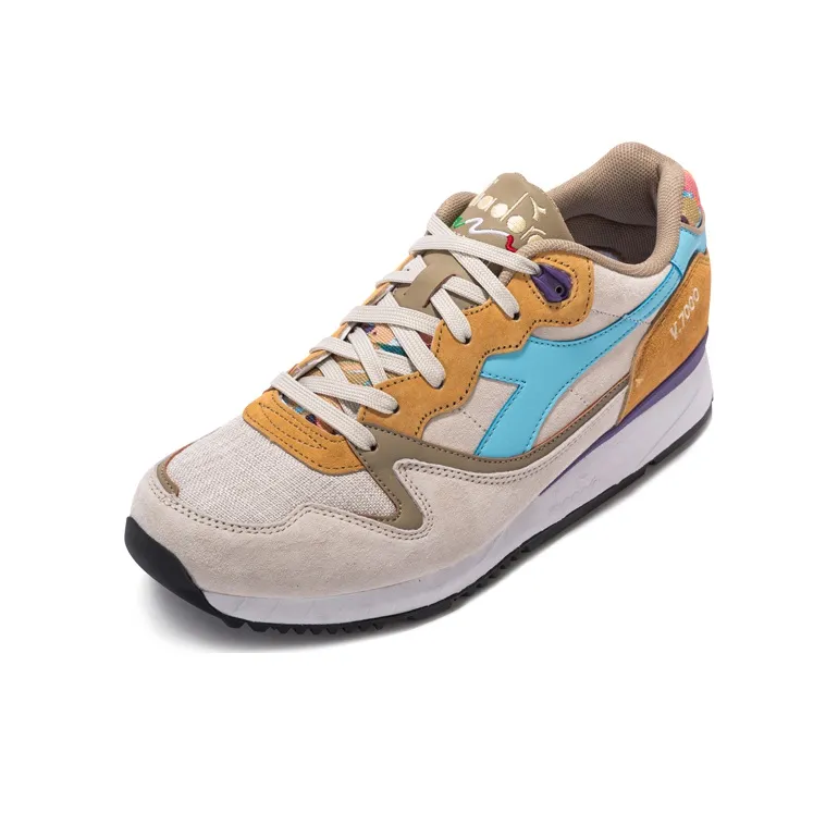 Diadora V7000 Durable Breathable Low-Top Running Shoes Unisex Light Gray Purple-2