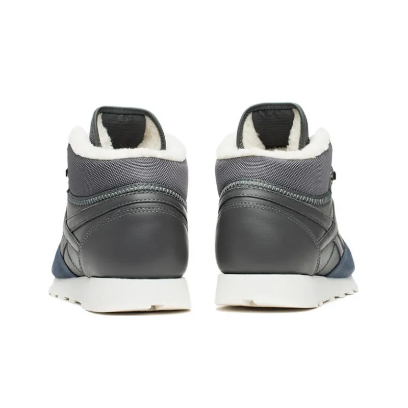 Reebok Classic Leather Anti-Slip And Wear-Resistant Warm Mid-Top Casual Shoes Men's Gray Blue-3