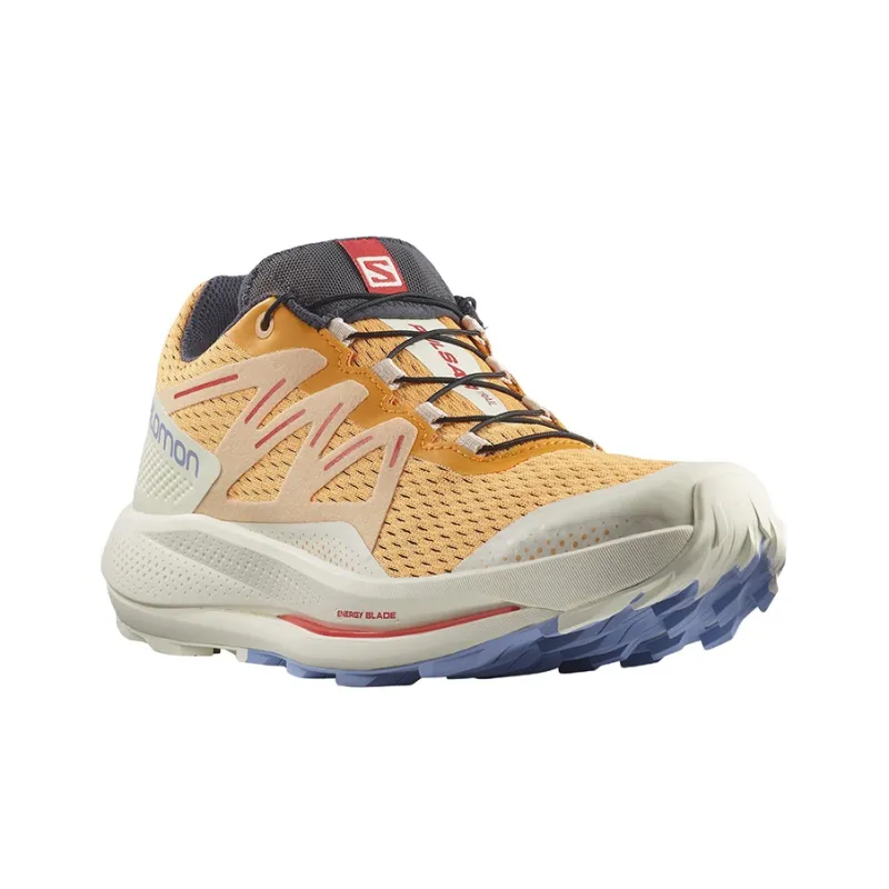 SALOMON Pulsar Trail Wear-Resistant Low-Top Running Shoes Women's Brown Lemon Yellow-1