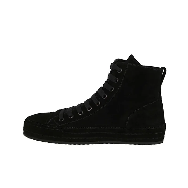 Ann Demeulemeester Raven Panelled Suede Sneakers-0