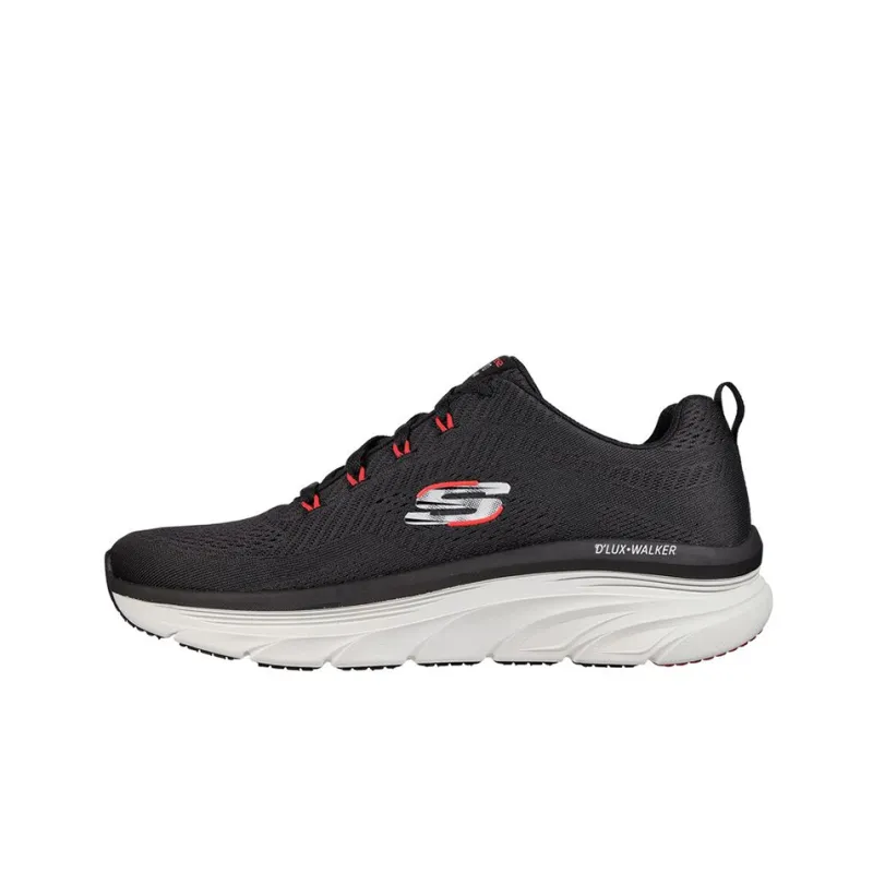 Skechers D'lux Walker Cushioned Anti Slip Wear Resistant Breathable Lightweight Low Top Casual Shoes Men's Black Red-0