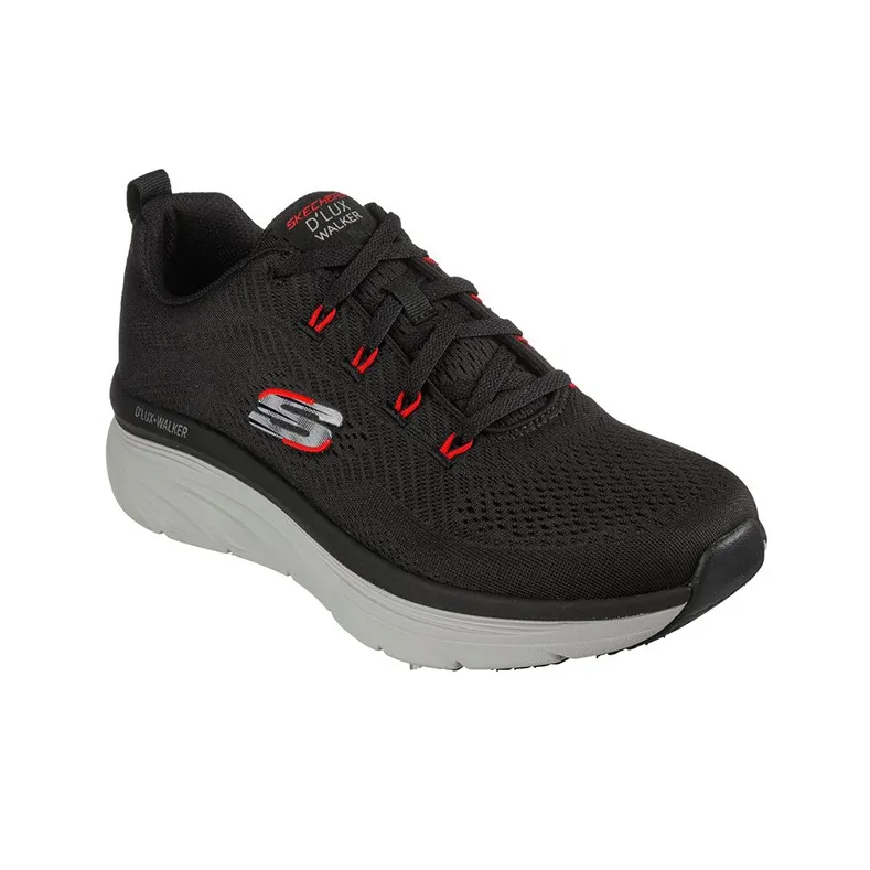 Skechers D'lux Walker Cushioned Anti Slip Wear Resistant Breathable Lightweight Low Top Casual Shoes Men's Black Red-2