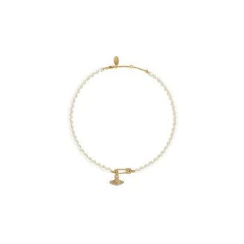 Vivienne Westwood Copper Pearl Ornament Necklace Women's Gold