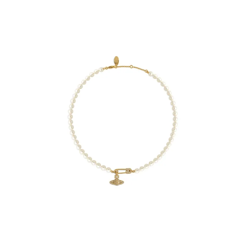 Vivienne Westwood Lucrece Pearl Copper Pearl Ornament Necklace Women's Gold-0